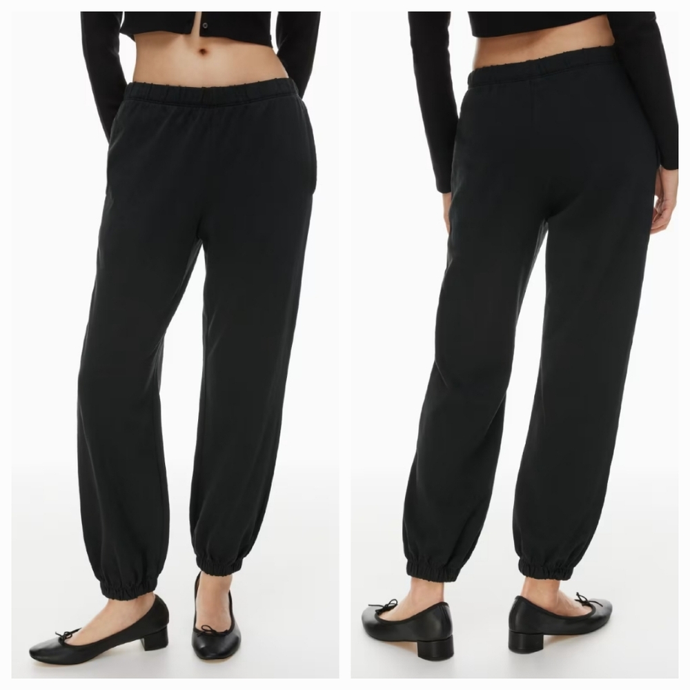 Aritzia Black Elastic-Waist Jogger Pants